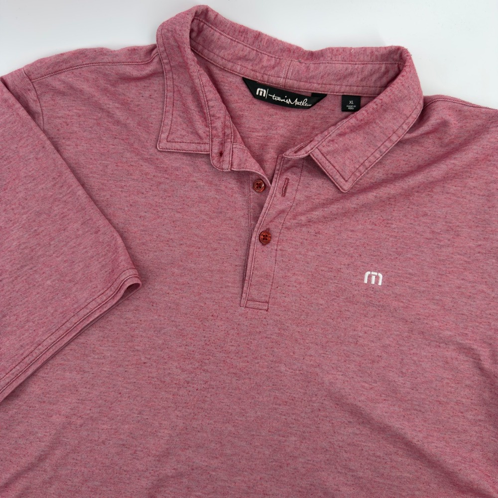 TravisMathew Mens XL Red‎ Heathered Short Sleeve Golf Polo Shirt